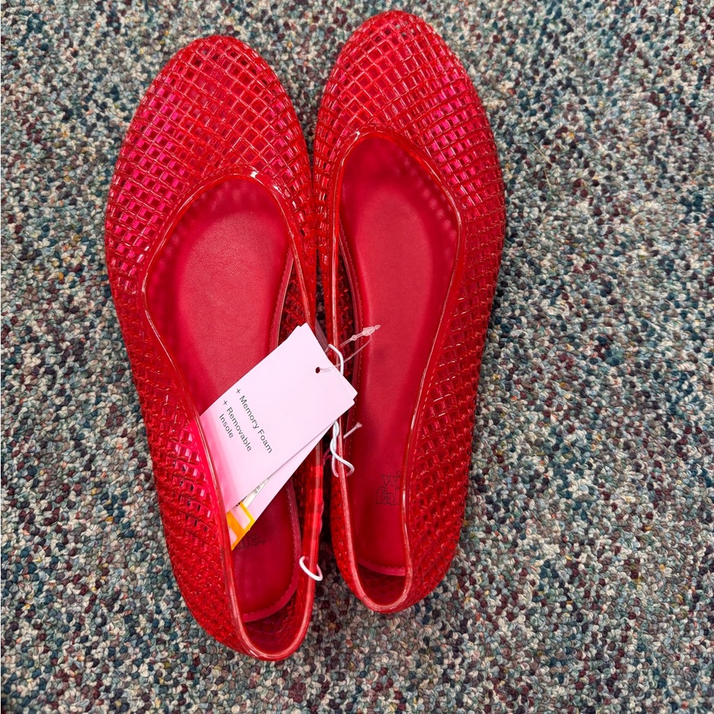 Isabella Jelly Flats - Wild Fable Red Pull-On, Textured Outsole, Round Toe new 🆕
